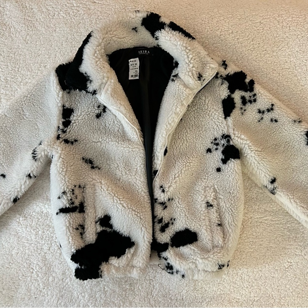 AKIRA Black and White Sherpa Jacket